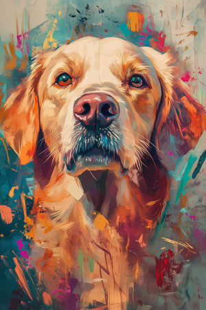 Labrador Porträt - London Impression im Stil einer kreativen Fotografie auf Leinwand, Acrylglas, Alu-Dibond oder als Poster