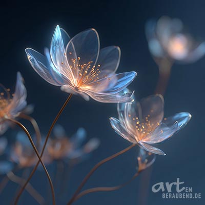 Lichtblüten im Abendblau Gemälde Kunstdruck auf Leinwand, Acrylglas oder als Poster