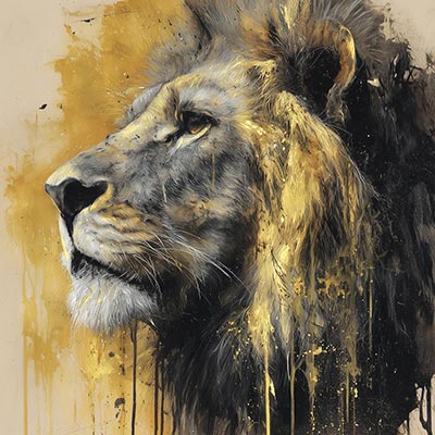 Stilvoller Löwe Bild auf Leinwand, Acrylglas oder als Poster