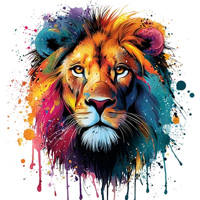 Moderner Löwenkopf Illustration als Kunstdruck, Leinwandbild, Acrylglasbild, auf Alu-Dibond oder als Poster.