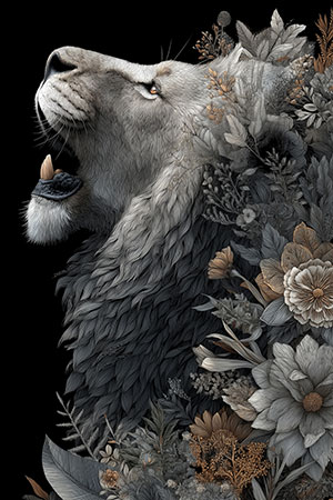 Löwenillustration als Wandbild - Bild auf Leinwand, Acrylglas, Alu-Dibond, als Poster oder auch Akustikbild.