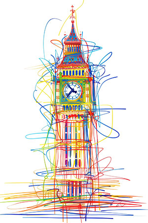 Big Ben - moderne Illustration auf Leinwand, Acrylglas, Alu-Dibond oder als Poster
