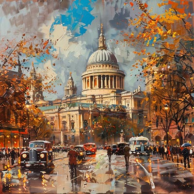 St. Paul's Cathedral in London - fotorealistisches Bild auf Leinwand, Acrylglas, Alu-Dibond oder als Poster