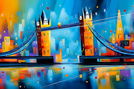 Towerbridge abstrakt Gemälde Kunstdruck auf Leinwand, Acrylglas oder als Poster