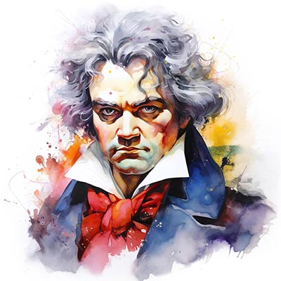 Beethoven - modernes Wandbild im Aquarellstil als Kunstdruck auf Leinwand, Acrylglas, Alu-Dibond oder als Poster