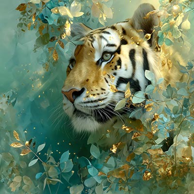 Tiger Traum Gemälde Kunstdruck auf Leinwand, Acrylglas oder als Poster