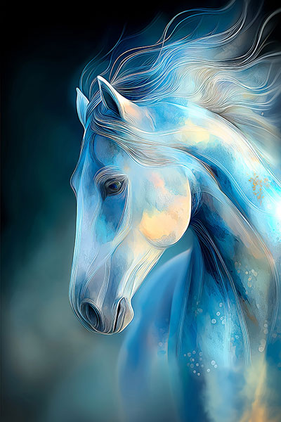 Magisches Pferd Illustration Kunstdruck auf Leinwand, Acrylglas oder als Poster