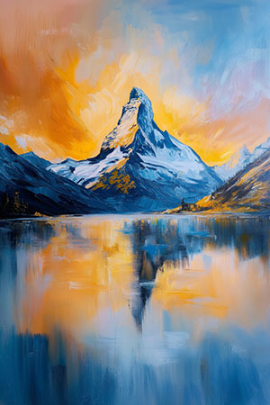 Matterhorn - Wandbild im Stil eines Gemäldes auf Leinwand, Acrylglas, Alu-Dibond oder als Poster