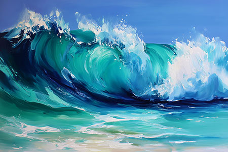 Dramatische Welle in Türkis und Blau Martimer Kunstdruck auf Leinwand, Acrylglas oder als Poster