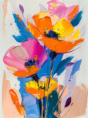 Moderne Blumen - Blumengemälde als Kunstdruck auf Leinwand, Acrylglas, Alu-Dibond oder als Poster