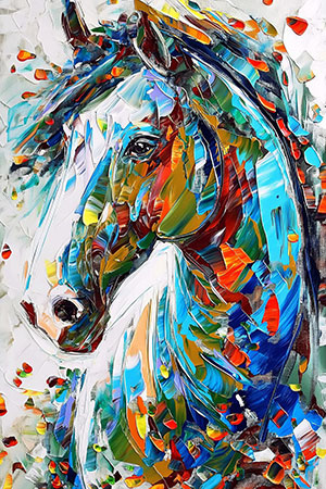 Abstraktes Pferd - Modernes Pferdegemälde als Kunstdruck auf Leinwand, Acrylglas, Alu-Dibond oder als Poster