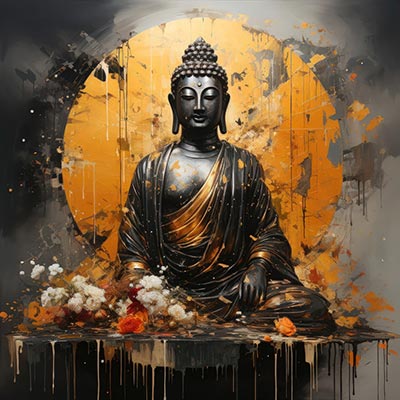 Buddha Skulptur Achtsamkeit-Wandbild auf Leinwand, Acrylglas oder Poster