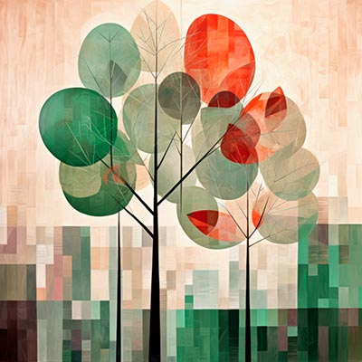 Abstrakte Bäume - modernes digitales Blumengemälde Wandbild auf Leinwand oder Acrylglas