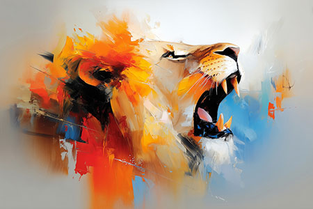 Löwengebrüll - Löwenkopf als Gemäldekunstdruck auf Leinwand, Acrylglas oder als Poster