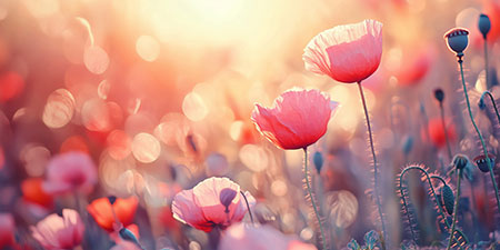 Mohnblumenfeld - Modernes Wandbild als Kunstdruck auf Leinwand, Acrylglas, Alu-Dibond oder als Poster