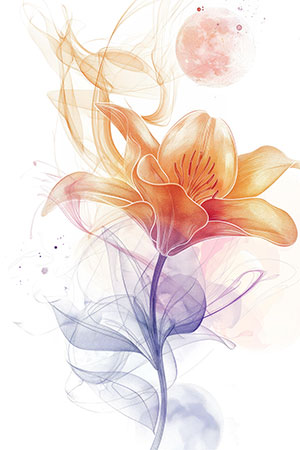 Mondblume - Illustration Wandbild auf Leinwand, Acrylglas, Alu-Dibond oder als Poster