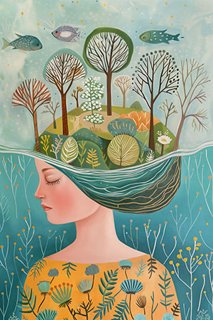 Mother Earth - Illustration als Kunstdruck auf Leinwand, Acrylglas, Alu-Dibond oder als Poster