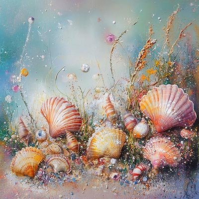 Muscheln am Meeresboden - London Impression im Stil einer kreativen Fotografie auf Leinwand, Acrylglas, Alu-Dibond oder als Poster