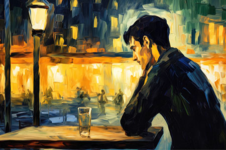 Lichter der Stadt - modernes Wandbild im Stil eines Gemäldes als Kunstdruck auf Leinwand, Acrylglas, Alu-Dibond oder als Poster