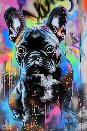 Frenchie Pop Art - London Impression im Stil einer kreativen Fotografie auf Leinwand, Acrylglas, Alu-Dibond oder als Poster