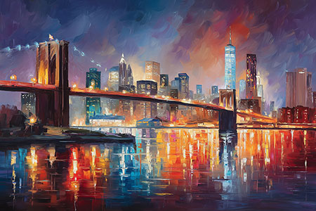 New York – Brooklyn Bridge - Modernes Gemälde als Kunstdruck auf Leinwand, Acrylglas oder als Poster