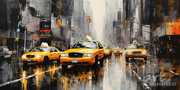 New York Taxis - modernes Wandbild als Kunstdruck auf Leinwand, Acrylglas, Alu-Dibond oder als Poster