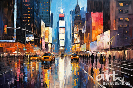 Times Square - modernes Wandbild im Stil eines Gemäldes als Kunstdruck auf Leinwand, Acrylglas, Alu-Dibond oder als Poster