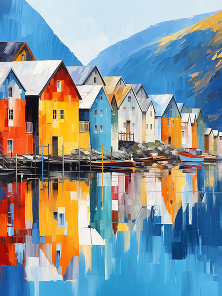 Norwegischer Fjord Martimer Kunstdruck auf Leinwand, Acrylglas oder als Poster