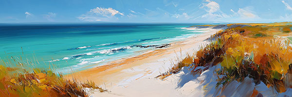 Ostseestrand Panorama Martimer Kunstdruck auf Leinwand, Acrylglas oder als Poster