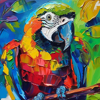 Papagei - Gemälde Kunstdruck auf Leinwand, Acrylglas, Alu-Dibond oder als Poster