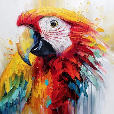 Buntes Papagei-Gemälde Gemälde Kunstdruck auf Leinwand, Acrylglas oder als Poster