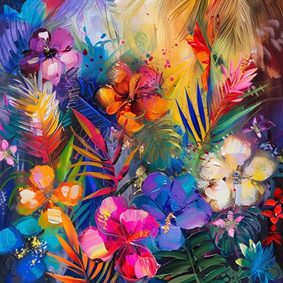 Paradiesgarten - modernes Kunstwerk auf Leinwand, Acrylglas, Alu-Dibond oder als Poster