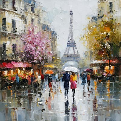 Paris Gemälde als hochwertiger Kunstdruck auf Leinwand, als Acrylglasbild, auf Alu-Dibond oder als Poster.