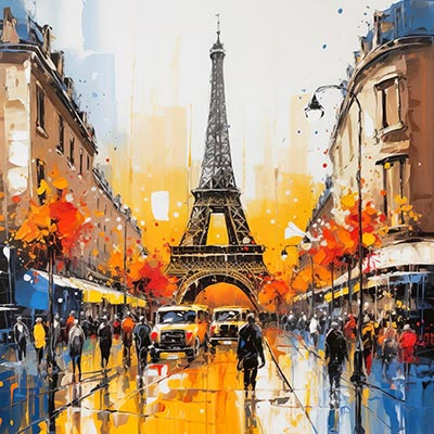 Paris Impression - Wandbild im Stil eines modernen Gemäldes als Kunstdruck auf Leinwand, Acrylglas, Alu-Dibond oder als Poster