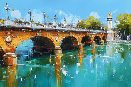Pont Alexander III Gemälde Kunstdruck auf Leinwand, Acrylglas oder als Poster