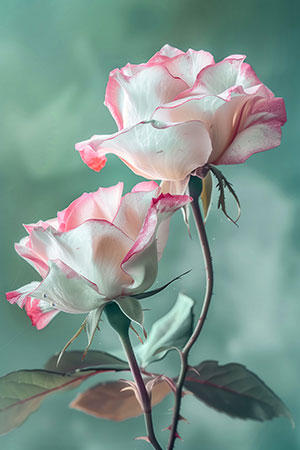 Pastellrosen - Fotorealistische Illustration als Kunstdruck auf Leinwand, Acrylglas, Alu-Dibond oder als Poster