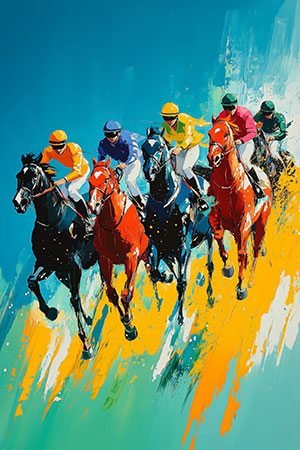 Pferderennen - Modernes Gemälde als Kunstdruck auf Leinwand, Acrylglas, Alu-Dibond oder als Poster