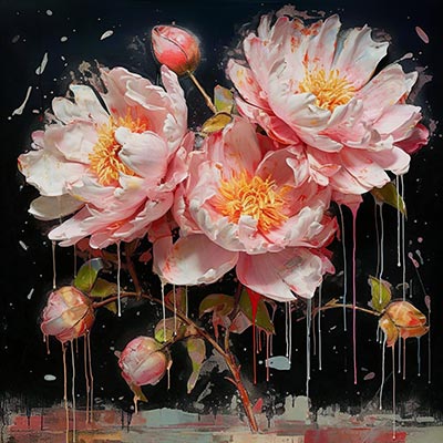 Pfingstrosen - modernes Wandbild im Aquarellstil als Kunstdruck auf Leinwand, Acrylglas, Alu-Dibond oder als Poster