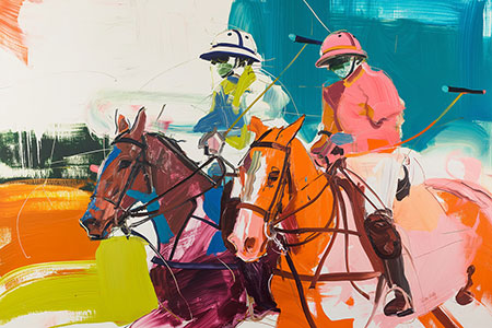 Abstrakte Polospieler - Gemälde als Kunstdruck auf Leinwand, Acrylglas oder als Poster