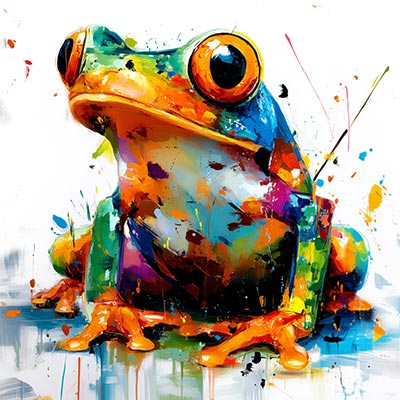 Pop Art Frosch Gemälde Kunstdruck auf Leinwand, Acrylglas oder als Poster