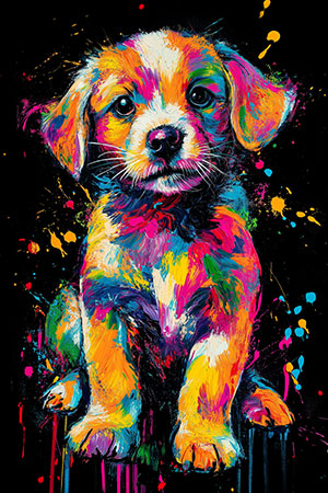 Pop Art Hund - London Impression im Stil einer kreativen Fotografie auf Leinwand, Acrylglas, Alu-Dibond oder als Poster