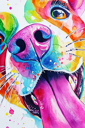 Pop Art Dog - Bunter Hund als Kunstdruck auf Leinwand, Acrylglas, Alu-Dibond oder als Poster