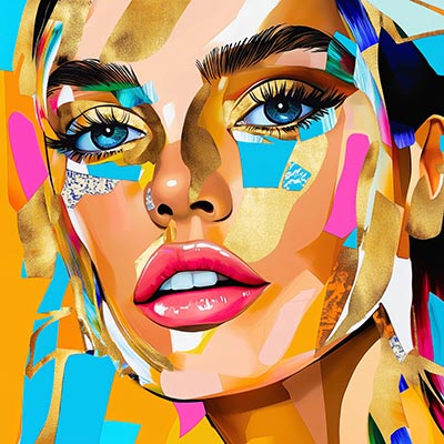 Pop Art Porträt - Modernes Gemälde als Kunstdruck auf Leinwand, Acrylglas, Alu-Dibond oder als Poster