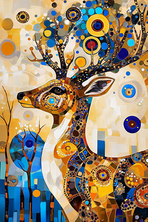 Prunkvoller Hirsch - Wandbild im Stil eines Gemäldes als Kunstdruck auf Leinwand, Acrylglas, Alu-Dibond oder als Poster