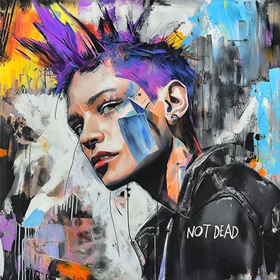 Punk is not dead - Pop Art Streetart Wandbild im Stil eines Gemäldes auf Leinwand, Acrylglas, Alu-Dibond oder als Poster