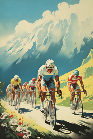Tour de France - Modernes digitales Gemälde Wandbild auf Leinwand oder Acrylglas