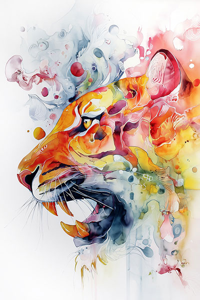 Aquarell-Raubkatze - Modernes Gemälde als Kunstdruck auf Leinwand, Acrylglas oder als Poster