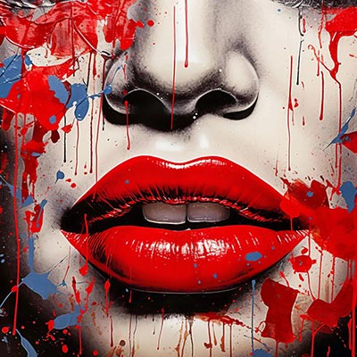 Red Lips - modernes Wandbild im Aquarellstil als Kunstdruck auf Leinwand, Acrylglas, Alu-Dibond oder als Poster