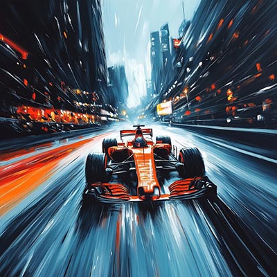 Rennwagen - Formel 1 Gemälde Kunstdruck auf Leinwand, Acrylglas, Alu-Dibond oder als Poster