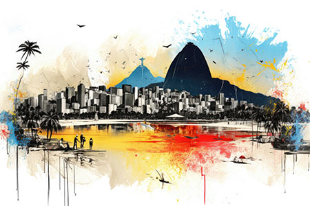 Rio de Janeiro - modernes Wandbild im Stil eines Gemäldes als Kunstdruck auf Leinwand, Acrylglas, Alu-Dibond oder als Poster